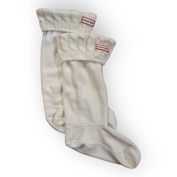 Hunter Accessories - Hunter Boot Liner Socks Cable Knit Fleece Cream Off White Large 8-10 W, 7-9 M